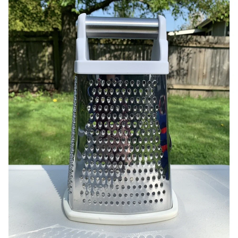 KitchenAid Stainless Steel Box Grater, 4 Sided with White Handle - NICE!